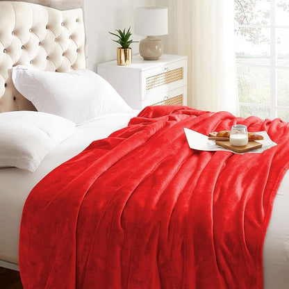KMUSET Super Soft Throw Blanket Premium Silky Flannel Fleece Twin Red - Image 2