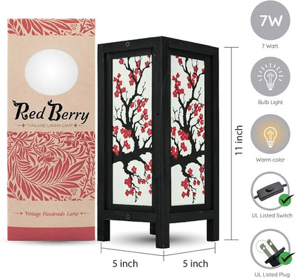RED BERRY THAILAND LANNA LAMP Japanese Sakura/Cherry Blossom LAMP - Image 2