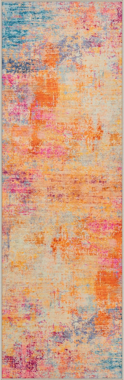 2x6 Washable Runner Rug：Modern Abstract Soft Carpet Galaxy Haze | by FXRHLP