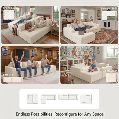 108" Boneless Couch Modular Sectional Sofa, L-Shaped Couch - Image 9