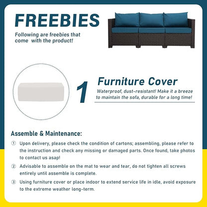 Rattan Star Outdoor Couch 3 Seater Sofa Outdoor Furniture Deep Seat High - Image 5