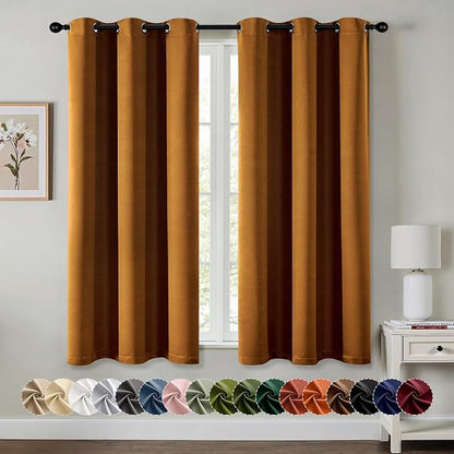 MIULEE Blackout Curtains for Bedroom 2 Panels 40 x 63 Inch Long Gold Brown | by MIULEE