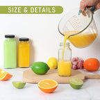 SZUAH 8 oz Glass Juice Bottles with Lids 6 Pack,Reusable Water Bottle,Juicing Bottles for Smoothies, Milk, Storage, Small and portable(240ml，Set of 6)
