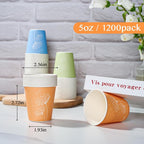 LITOPAK 1200 Pack 5 oz Paper Cups, Colorful Samll Disposable Paper Bathroom Cups for Parties, Travel, and Events