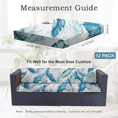 CALBODE 12Pcs Stretch Patio Cushion Covers Outdoor Couch Cover Replacement - Image 2