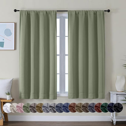Simplebrand Ava Sage Green Short Blackout Curtains by Simplebrand