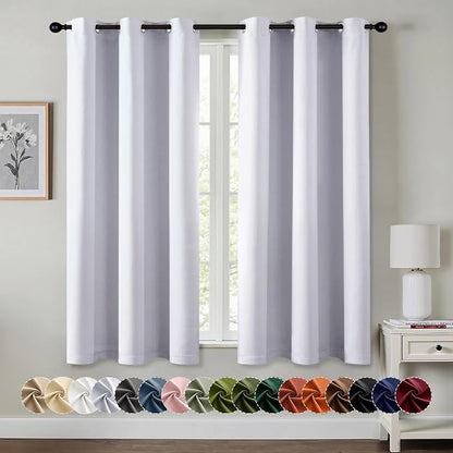 MIULEE Blackout Curtains for Bedroom 2 Panels 29x40 Inch Long Greyish White | by MIULEE
