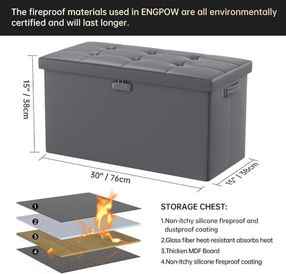 ENGPOW Storage Ottoman Bench, Fireproof Folding Bench - Image 2
