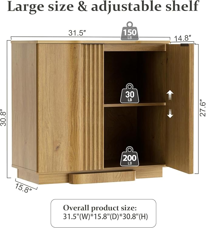 Brafab Buffet Cabinet, 31.5" Modern Farmhouse Accent Sideboard Cabinet - Image 2