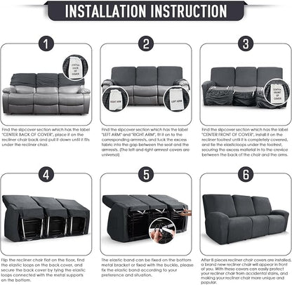 TAOCOCO Recliner Sofa Covers 8-Pieces Stretch Large Couch Covers - Image 6