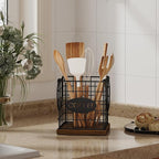 YINMIT K Cup Holder Organizer, Rustic Coffee Pod Holder Organizer, 35 Kcup Holder for Counter with Handle，Large Capacity Black Wire Coffee Capsule Basket for Kitchen Office Desktop (Square Grid)