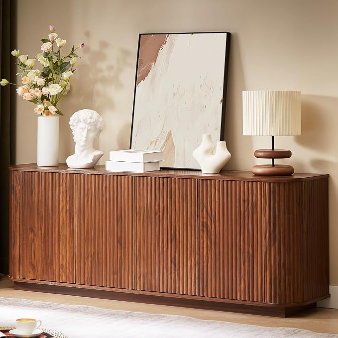 64" Fluted TV Stand for TVs up to 75 inch, Modern Entertainment Center - Image 4
