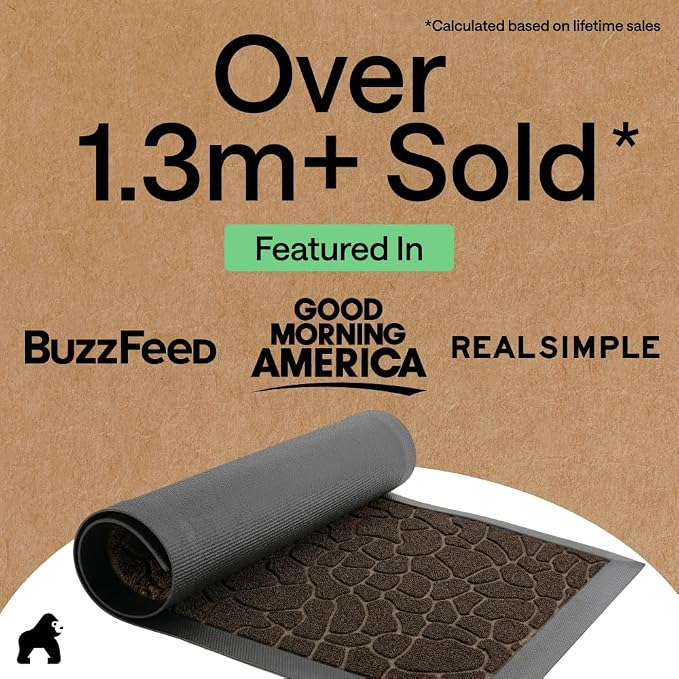 GORILLA GRIP 100% Waterproof All-Season WeatherMAX Doormat, US Designed Natural - Image 5