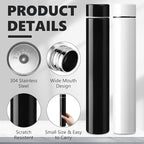 Vesici Slim Water Bottle 8.8 oz Small Stainless Steel Purse Compact Insulated Water Bottles Camping Travel Backpack Pocket Flask for Car Cold Coffee Tea(Black, White,2 Pack)