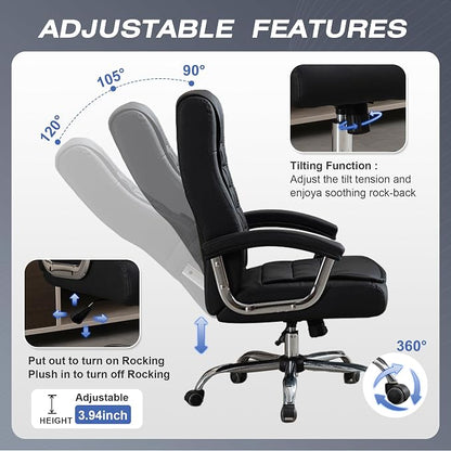 Executive Office Chair Adjustable Leather Chair, High Back Swivel Office Desk - Image 4