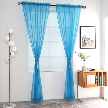 SpaceDresser Sheer Voile Window Treatment Rod Pocket Curtain Panels - Image 2