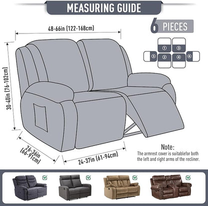 TAOCOCO Recliner Loveseat Slipcover, 6 Pieces Dual Recliner Sofa Covers - Image 5