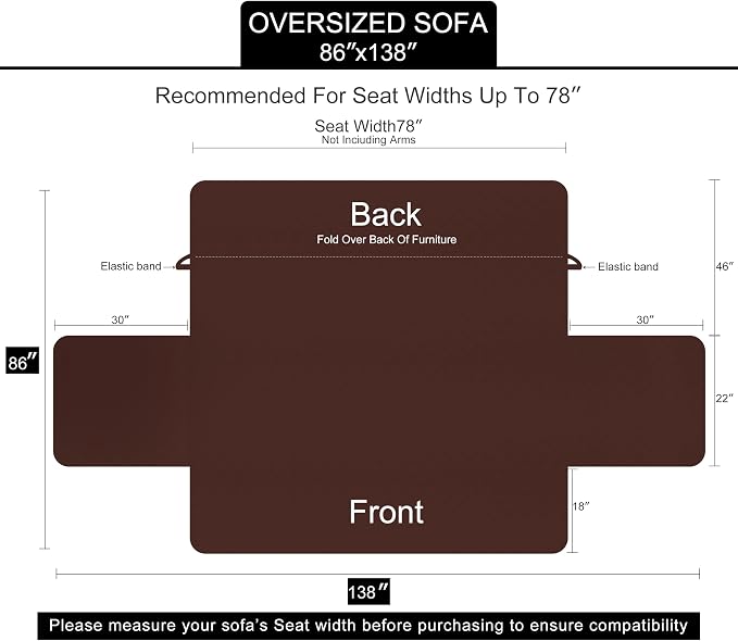 U-NICE HOME Large Sofa Cover Reversible Couch Cover, Pet Friendly, Elastic - Image 6