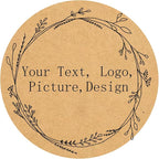 Custom Stickers Kraft Paper Labels Personalized Withe Text, Business Logo Customized Food Jars Labels Bakery Label Sticker Package Favor Canning Circle 100pcs (Style 14)