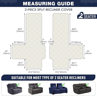 TAOCOCO 100% Waterproof Loveseat Recliner Covers 2 Seater, Split Loveseat Covers - Image 2