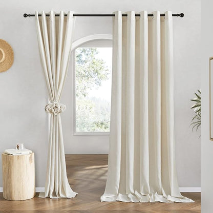 NICETOWN Linen Blend Sliding Door Curtains Extra Wide, Grommet Semi Sheer by NICETOWN