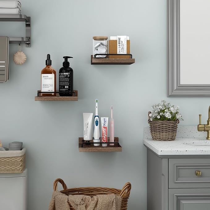 RYOFOBETTO Small Floating Shelf, 6X6 Inches Farmhouse Wall Shelves - Image 6