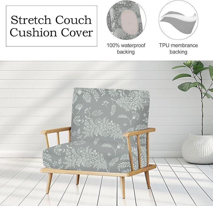 CALBODE Ourdoor Cushion Covers Waterproof Set of 8 Floral Printed Stretch Patio - Image 4