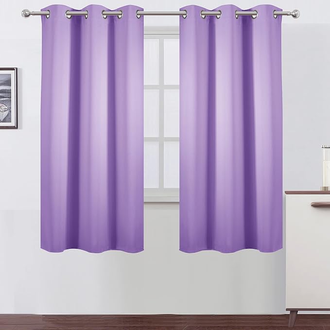 Lavender Blackout Curtains 38 x 63 Inch Length/Set of 2 Curtain Panels/Thermal by Lemomo