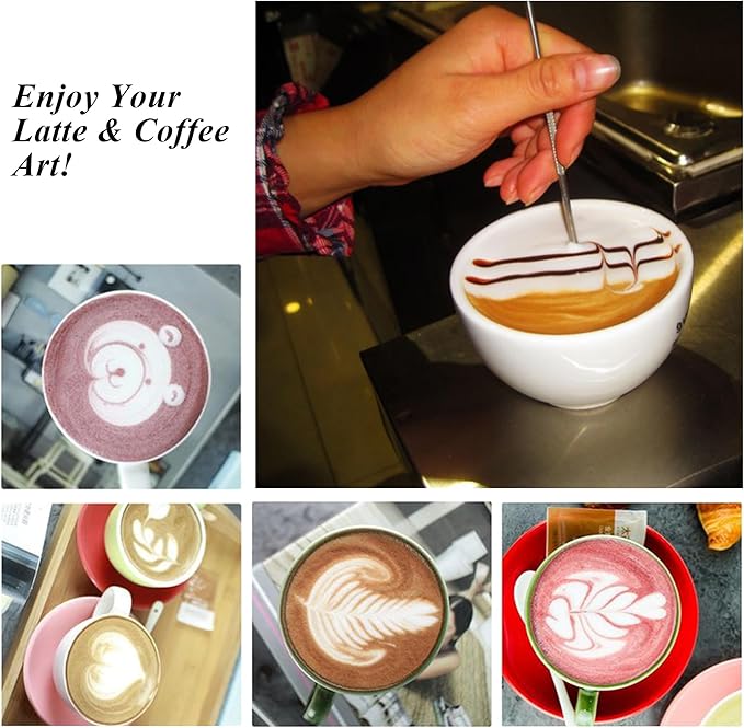 3 PCS Latte Art Pen - Cinnamon Pen for Barista Espresso Coffee Latte Art Tools - Stainless Steel Silver, LXLVOUEG