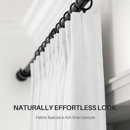Pinch Pleated Linen White Blackout Curtains 84 Inches Long - Image 3