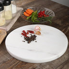 Koville African Natural Marble Cutting Board for Kitchen, 11inch Round Hand Crafted Marble Slab for Cheese, Charcuterie, Pastry Board - Wedding Gift, House Warming Gift(Namib Fantasy)