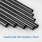 Tomorotec 8-Pack Stainless Steel Straws for Stanley Tumbler 40oz, 12" Metal Straws for Stanley Cup with Brush, Reusable Drinking Straws for Smoothies, Milkshakes, Dishwasher Safe and BPA-Free (Black)