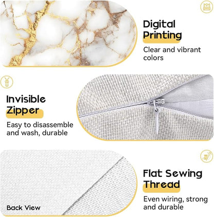OBSEDE Gold Foil Marble Decorative Throw Pillow Covers 18 × 18 in, Couch - Image 4