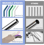 9.5" Metal Straws Reusable for 30/32 oz Tumbler, 5 Pcs Stainless Steel Drinking Straws for Yeti/RTIC/CIVAGO 30 oz Tumblers, 1 Portable Bag