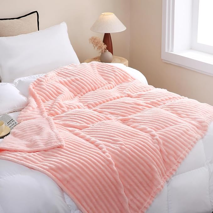 Light Pink Fleece Throw Blanket 90”×90” - Image 2