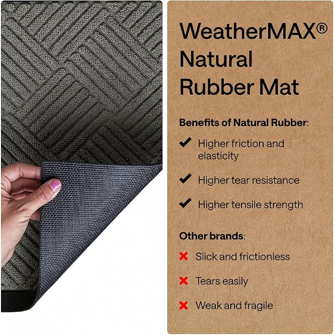 GORILLA GRIP 100% Waterproof All-Season WeatherMAX Doormat, US Designed Natural - Image 7