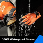 toolant 100% Waterproof Gloves Bulk Pack, 3 Pairs, Winter Work Gloves for Cold Weather, Touchsreen, Warm Freezer Gloves, Thermal Insulated, With Grip, Orange, Medium