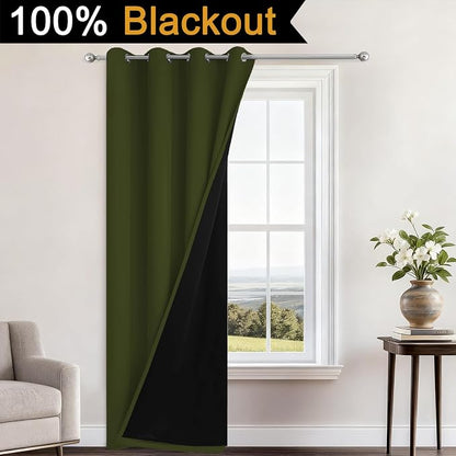 Yakamok Olive Green 100% Blackout Curtains 96 Inches Long 52" Wide 1 Panel | - Image 2
