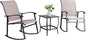 Vongrasig 3 Piece Outdoor Rocking Bistro Set, Textilene Fabric Small Patio by Vongrasig