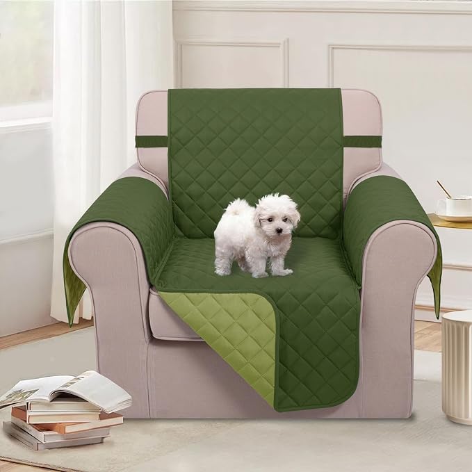 U-NICE HOME Reversible Recliner Chair Covers, Huntergreen/Sage | 23''Armchair - Image 2