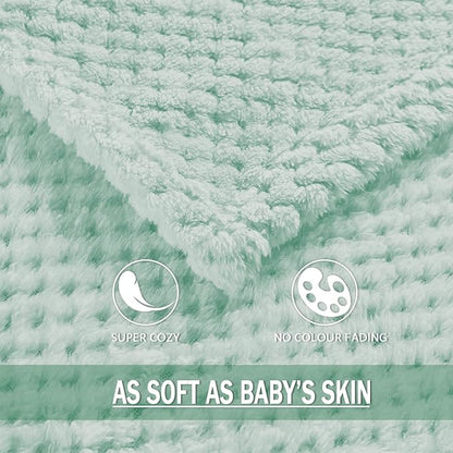 Exclusivo Mezcla Soft Waffle Fleece Bed Blanket Twin Size, Mint Green | - Image 8