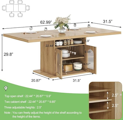 HSH Dining Table for 4–6, 63 Inch Wood Farmhouse Kitchen Table - Image 2