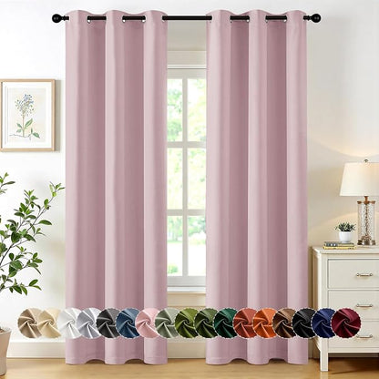 MIULEE Blackout Curtains for Bedroom 2 Panels 40 x 72 Inch Long Blush Pink | by MIULEE