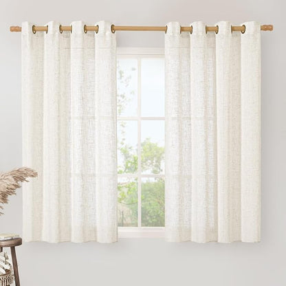 48 Inch Length Semi Sheer Linen Curtains by LAMIT