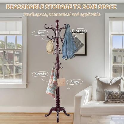 ZOZOE Wooden Classic Coat Rack Stand, Solid Wood Coat Rack Freestanding - Image 6