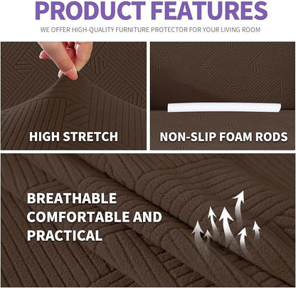 ZNSAYOTX Super Stretch Loveseat Covers, New Striped Love Seat Slipcover - Image 3