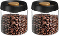 uxcell 2pcs Coffee Vacuum Container, 500ml/17oz Glass Coffee Bean Storage Container with Lids for Spices Biscuits Loose Leaf Tea, Black Gold