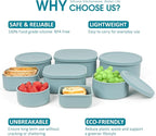 100% Silicone Food Storage Containers with Lids, 8 Pack, 10oz to 51oz, Reusable Leakproof Nesting & Stackable Silicone Bento Lunch Box, Microwave Freezer Dishwasher Oven Safe, BPA Free, Slate Green