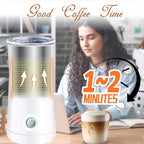 Simple Milk Frother, 2 in 1 Milk Steamer and Frother, Electric Milk Steamer, Milk Warmer and Hot Milk Foam Maker for Latter, Macchiato, Cappuccinos (White)