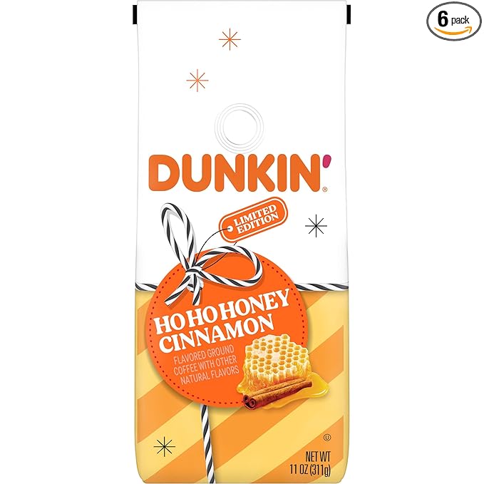 Dunkin' Ho Ho Honey Cinnamon Flavored Ground Coffee, 11 ounce (Pack of 6)